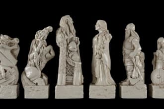 design custom chess piece,viking medieval themed set,sketch to stl,norse,warrior