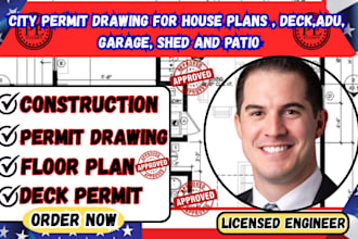 united state permit drawings for house plans, deck, adu, garage, shed and patio