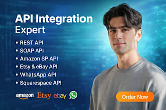build rest api, soap api, amazon sp, etsy, ebay api, whatsapp, squarespace api