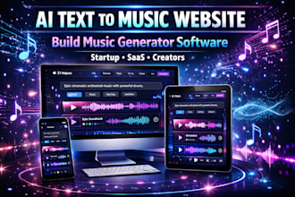 develop ai music generator website, software music website, ai text to music