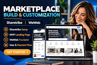 customize sharetribe marketplace website, weweb, sharetribe, landing page mvp