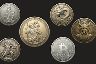 sculpt custom 3d coin 3d medals challenge coin medallion 3d cnc bas relief