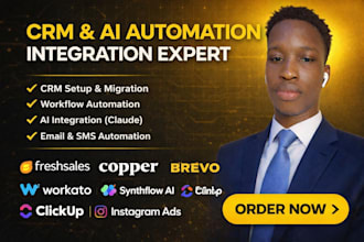 setup CRM freshsales copper brevo workato synthflow ai clickup automation