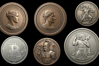 convert 2d to 3d coin pendant medallion cnc carvings bas relief for 3d printing