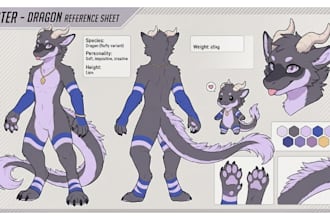 design a custom plush reference sheet for toy manufacturing and plushies