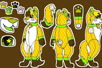 design a custom plush reference sheet for toy manufacturing and plushies