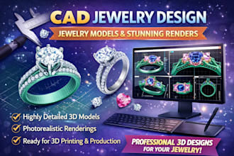 design a modern 3d cad jewelry 3d jewelry design model for manufacturing