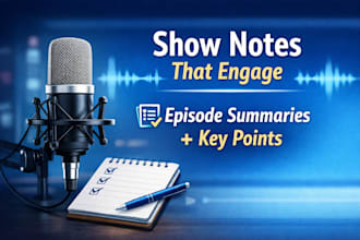 write professional podcast show notes and episode summaries