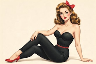 draw a retro pin up girl digital artwork