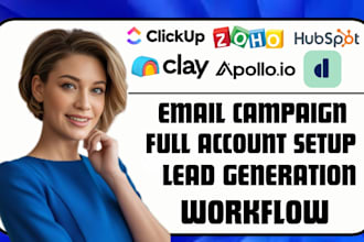 setup clay com, hubspot, zoho, apollo io, dubsado, n8n with workflow automation