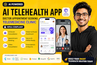build ai telehealth app doctor appointment booking telemedicine clinic hippa app