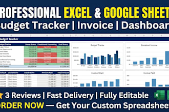 design editable excel spreadsheet, google sheets budget tracker invoice template
