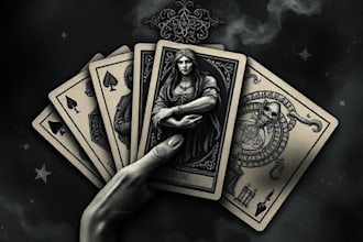 draw playing cards, tarot cards, zodiac signs, poker cards, and gothic dark art