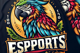 do premium parrot esport logo with t shirt design