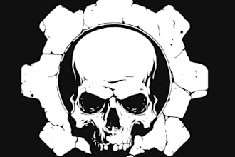 design a mechanical metal logo with gear and bolt details