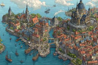 create city, event, tourist, and fantasy map illustration