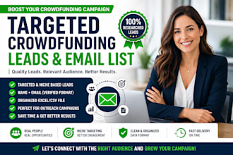 provide targeted crowdfunding leads and email list for outreach