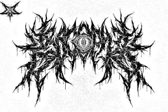 hand draw a thorny metal logo with organic detail