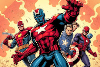 make a unique marvel style superhero illustration