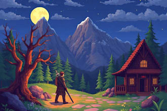 make pixel art scene or background
