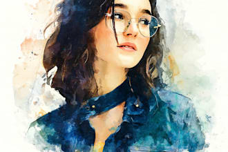 create a digital watercolor portrait or watercolor illustration for you