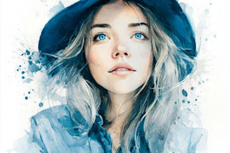 draw a realistic watercolor portrait, sketch from photos