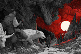 create detailed dark art illustrations for bands and merch
