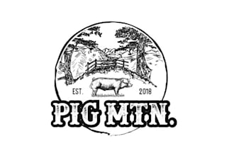 design unique pig mountain vintage retro logo