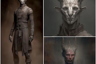 design scary horror creature and character concept art