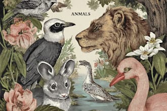 illustrate botanical and animal linocut illustration