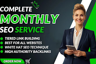 complete website monthly SEO service by white hat off page backlinks
