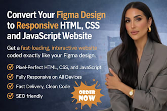 convert your figma design to responsive HTML CSS and javascript business website