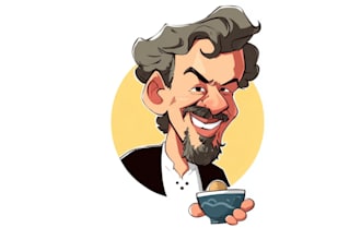 draw a professional caricature logo in my style