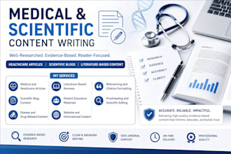 write medical and scientific articles for healthcare and research