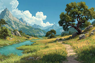draw a natural landscape and background illustration