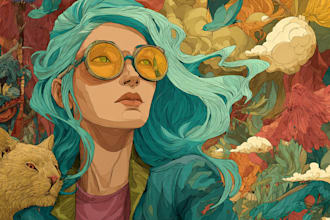 create vibrant truck art and psychedelic art illustrations