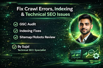 technical SEO audit, fix crawl errors, indexing issues, and improve site health