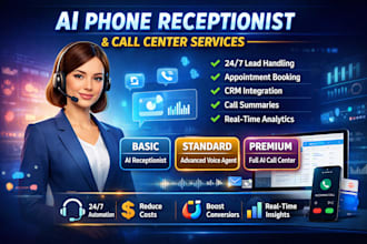 do ai phone receptionist voicebot, front desk ai agent call center lead web app