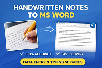 handwritten assignments and data entry in ms word