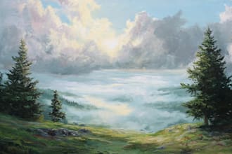 paint landscape in oil painting