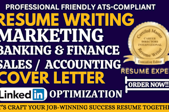 write a sales resume writing, banking, accounting, finance, marketing resume, cv