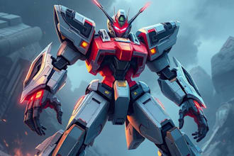 draw amazing character mecha robot illustration