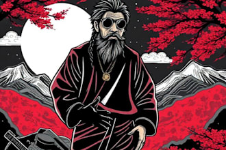 do vector art with japanese style for t shirt, jaket, etc
