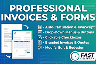 design editable fillable PDF invoice, quotation, receipt, or order form