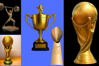 design custom 3d print ready trophy award cup medals, 3d coin, product design