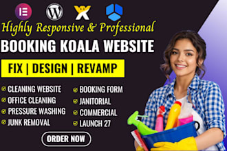 booking koala cleaning service website, commercial house cleaning with launch27
