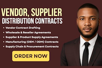 draft vendor contracts, and supply distribution agreements for product brands