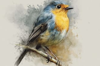 draw watercolor illustrations of animals, birds, and nature