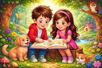 create children book illustrations for storybooks and picture books
