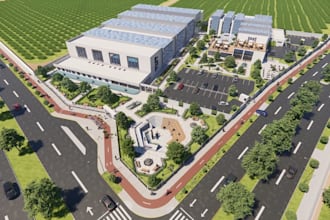 sketchup model,realistic rendering for commercial institutional building complex